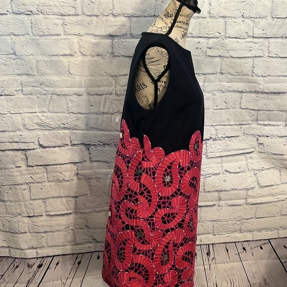 Tibi Embroidered Shift Dress Paisley Design Sleeveless Size 8 Scalloped Hem - Picture 5 of 11